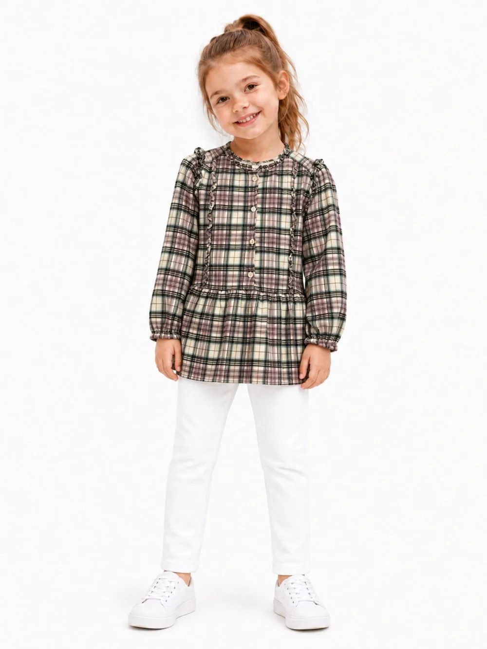 Baby Gap Girls Plaid Ruffle Peplum Tunic Blouse Size 3T